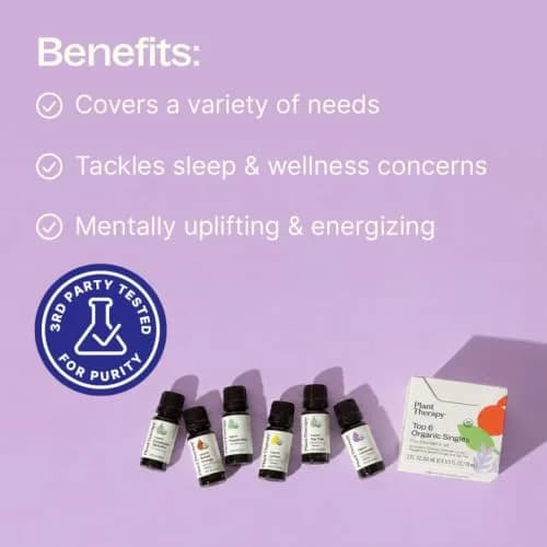 Plant Therapy Top 6 USDA Organic Essential Oil Set for Diffusion & Topical | 6x10mL, Pure & Certified thumbnail 2