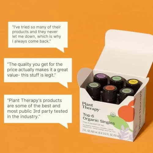 Plant Therapy Top 6 USDA Organic Essential Oil Set for Diffusion & Topical | 6x10mL, Pure & Certified thumbnail 3