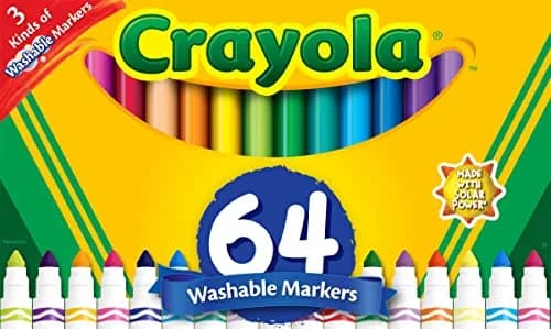 Crayola Washable Broad Line Marker Variety Set (64ct) | Ultra-Clean, Gel FX, & Window Markers for Kids & Crafts — Washable
