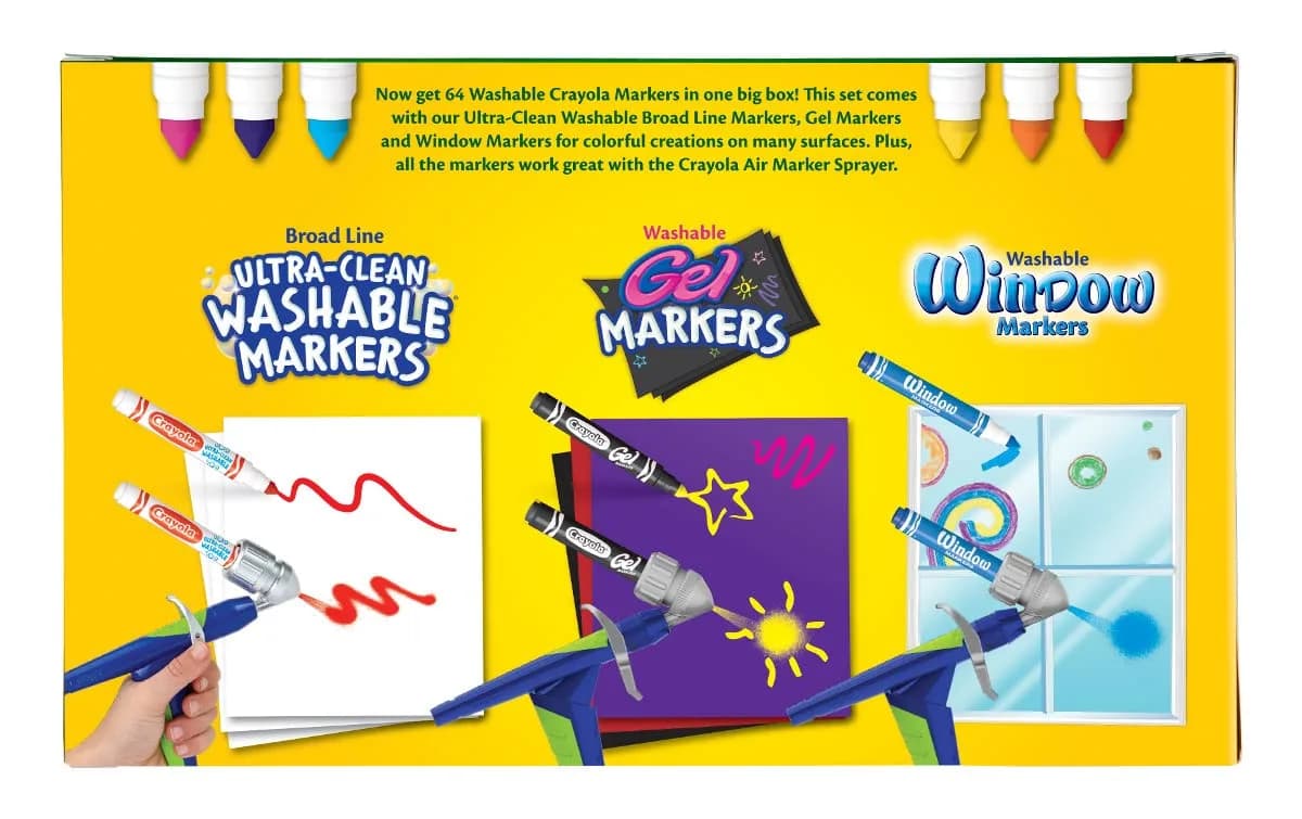 Crayola Washable Broad Line Marker Variety Set (64ct) | Ultra-Clean, Gel FX, & Window Markers for Kids & Crafts - view 6