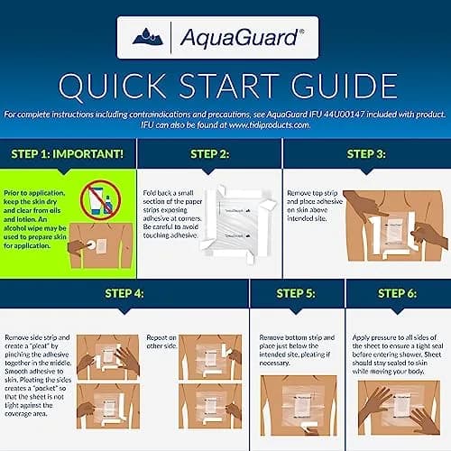 TIDI AquaGuard Wound Cover for Showering 12 in x 24 in (Pack of 7) | Waterproof Shower Sheets for Large Wounds thumbnail 5
