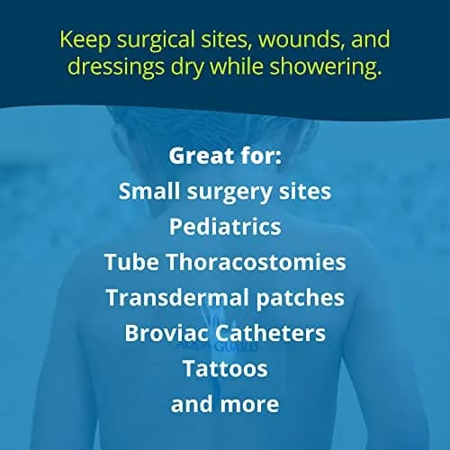 TIDI AquaGuard Wound Cover for Showering, 4 in x 4 in (6.5 cm x 6.5 cm) Coverage, Pack of 7 Sheets | USA-Sourced Shower Protection thumbnail 8