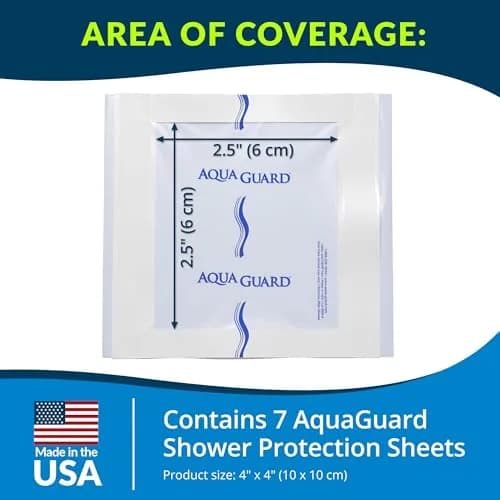 TIDI AquaGuard Wound Cover for Showering, 4 in x 4 in (6.5 cm x 6.5 cm) Coverage, Pack of 7 Sheets | USA-Sourced Shower Protection thumbnail 3