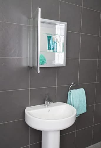 Croydex Winster Single Door Medicine Cabinet 52cm (20") x 41cm (16") | Recessed or Surface Mount Aluminum thumbnail 9