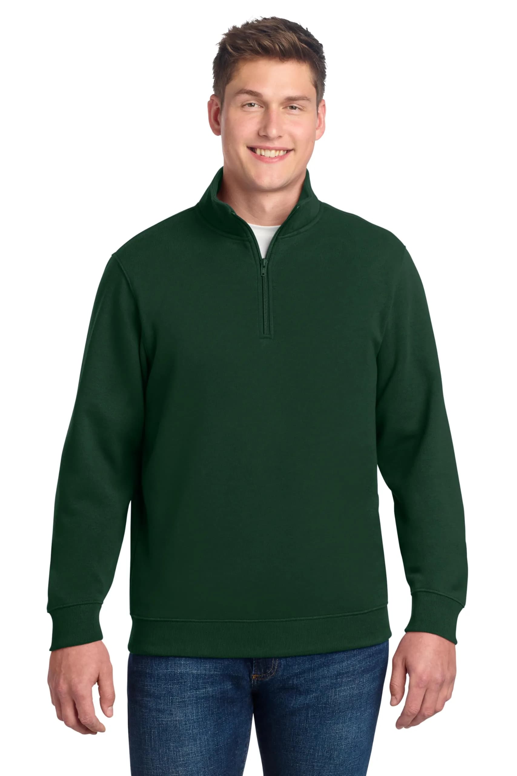 SPORT-TEK Unisex Quarter Zip Sweatshirt Forest Green | Classic Fit, Soft Cotton Blend, Durable & Comfortable