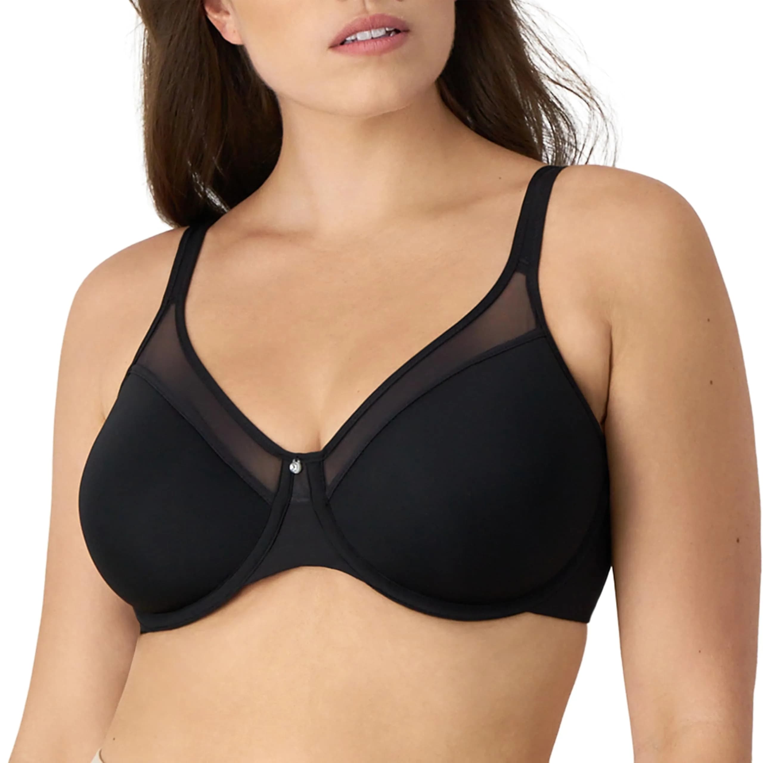 Bali Women's One Smooth U Ultra Light Illusion Neckline Underwire Bra, Black, 34D | Seamless, Breathable Support