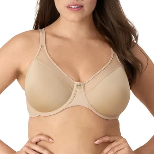 Bali Women's One Smooth U Ultra Light Illusion Neckline Underwire Bra, Nude, 38DD | Seamless, Supportive & Breathable thumbnail 1