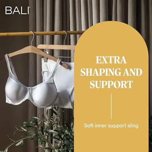 Bali Women's One Smooth U Ultra Light Illusion Neckline Underwire Bra, Nude, 38DD | Seamless, Supportive & Breathable thumbnail 5