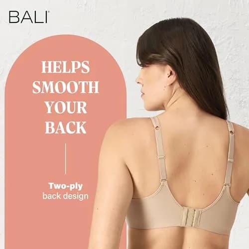 Bali Women's One Smooth U Ultra Light Illusion Neckline Underwire Bra, Nude, 38DD | Seamless, Supportive & Breathable thumbnail 7
