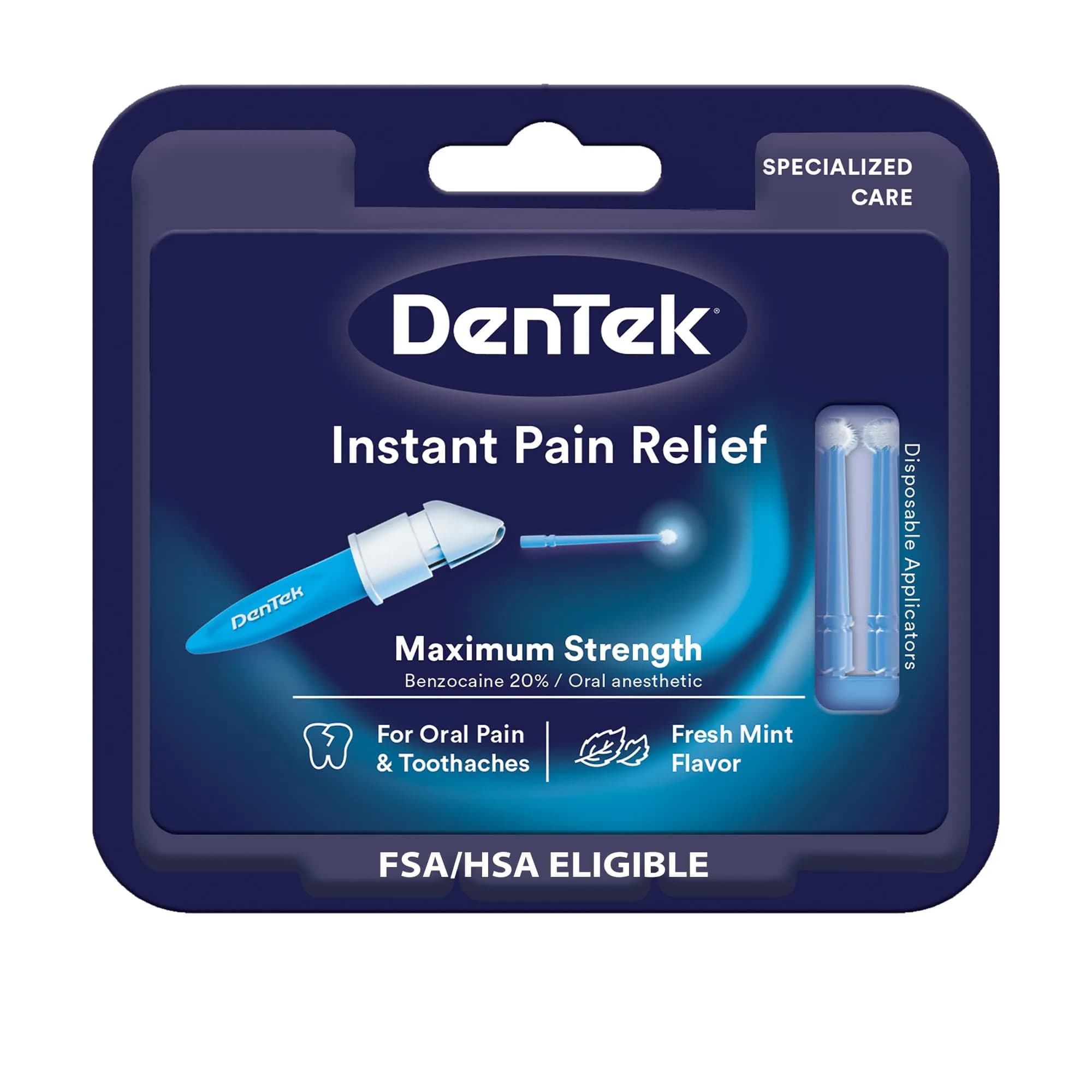 DenTek Instant Oral Pain Relief Kit with Benzocaine, 50 Treatments | Maximum Strength Mint Oral Anesthetic - main product image