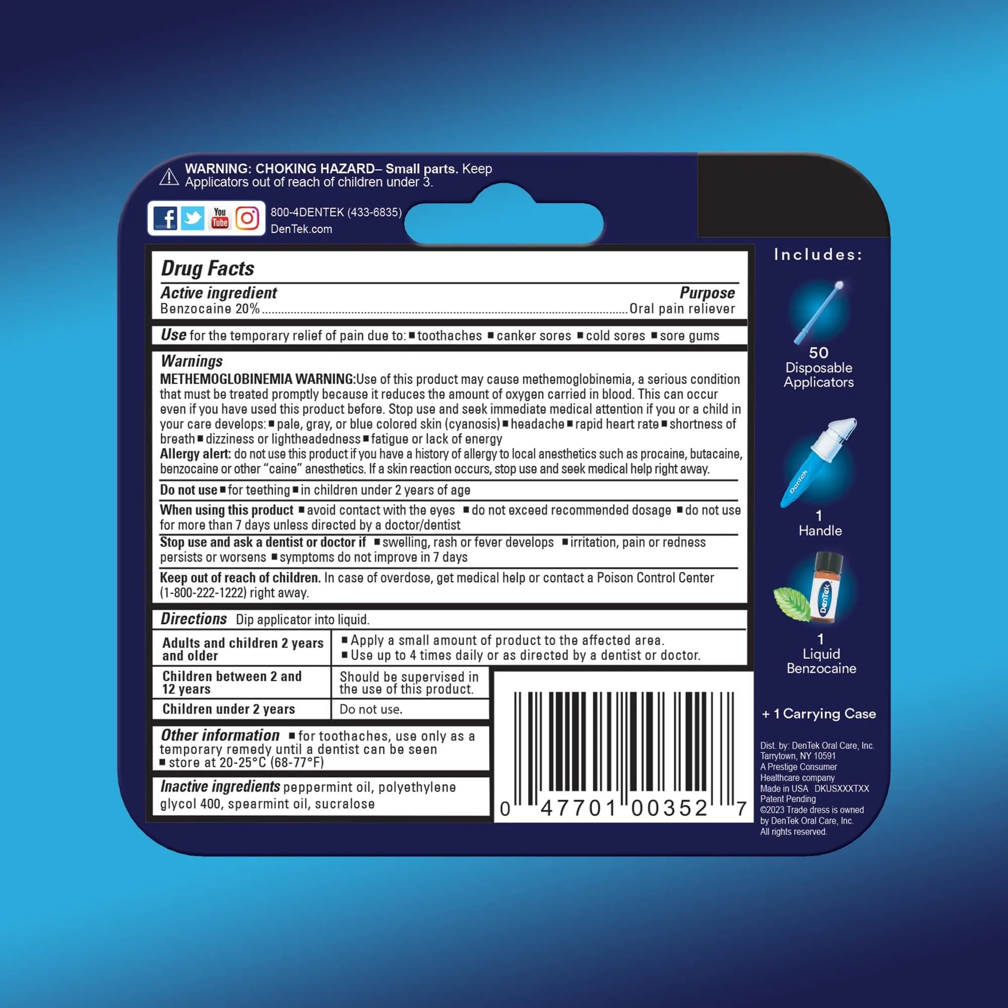 DenTek Instant Oral Pain Relief Kit with Benzocaine, 50 Treatments | Maximum Strength Mint Oral Anesthetic - view 7