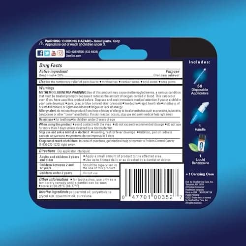 DenTek Instant Oral Pain Relief Kit with Benzocaine, 50 Treatments | Maximum Strength Mint Oral Anesthetic thumbnail 7