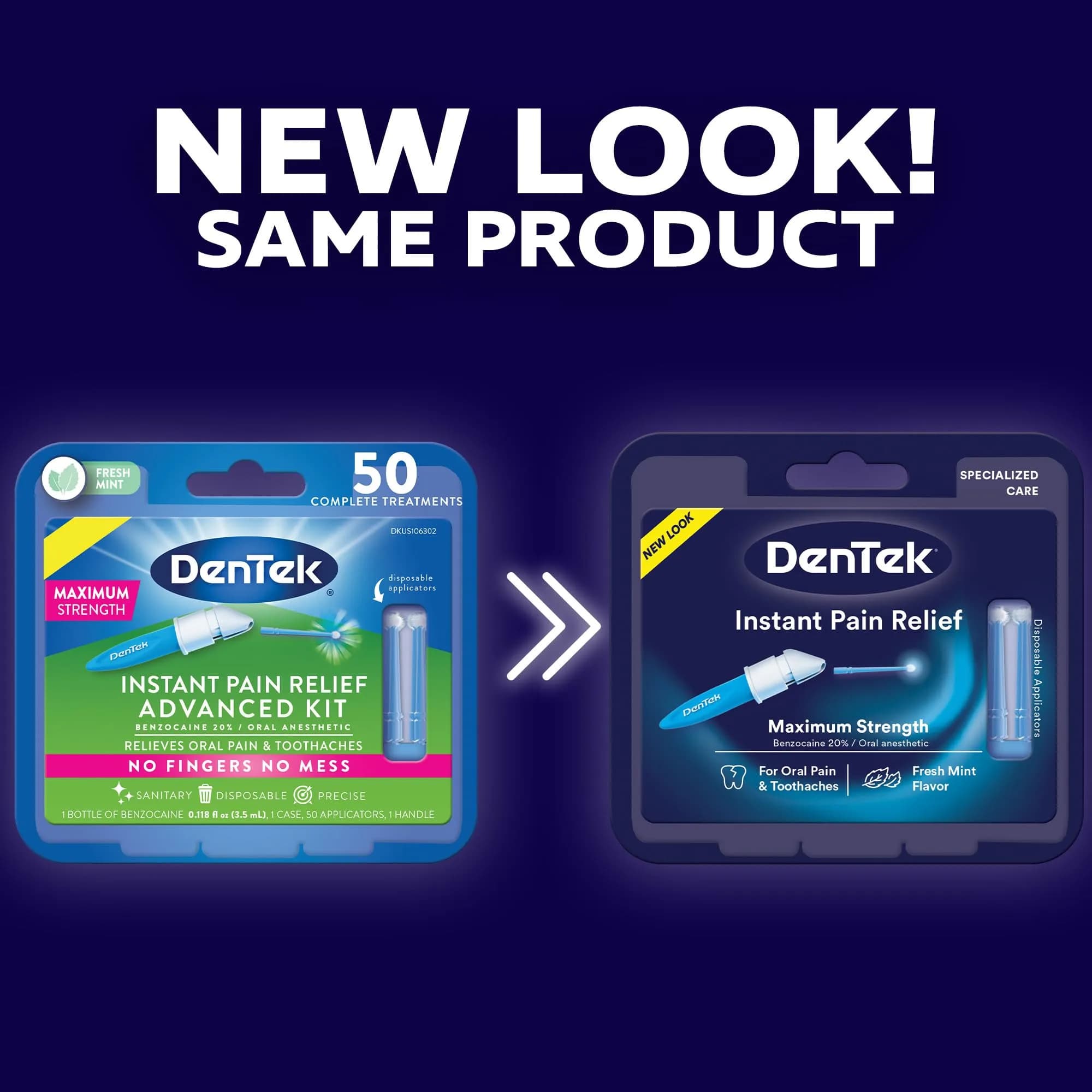 DenTek Instant Oral Pain Relief Kit with Benzocaine, 50 Treatments | Maximum Strength Mint Oral Anesthetic - view 2