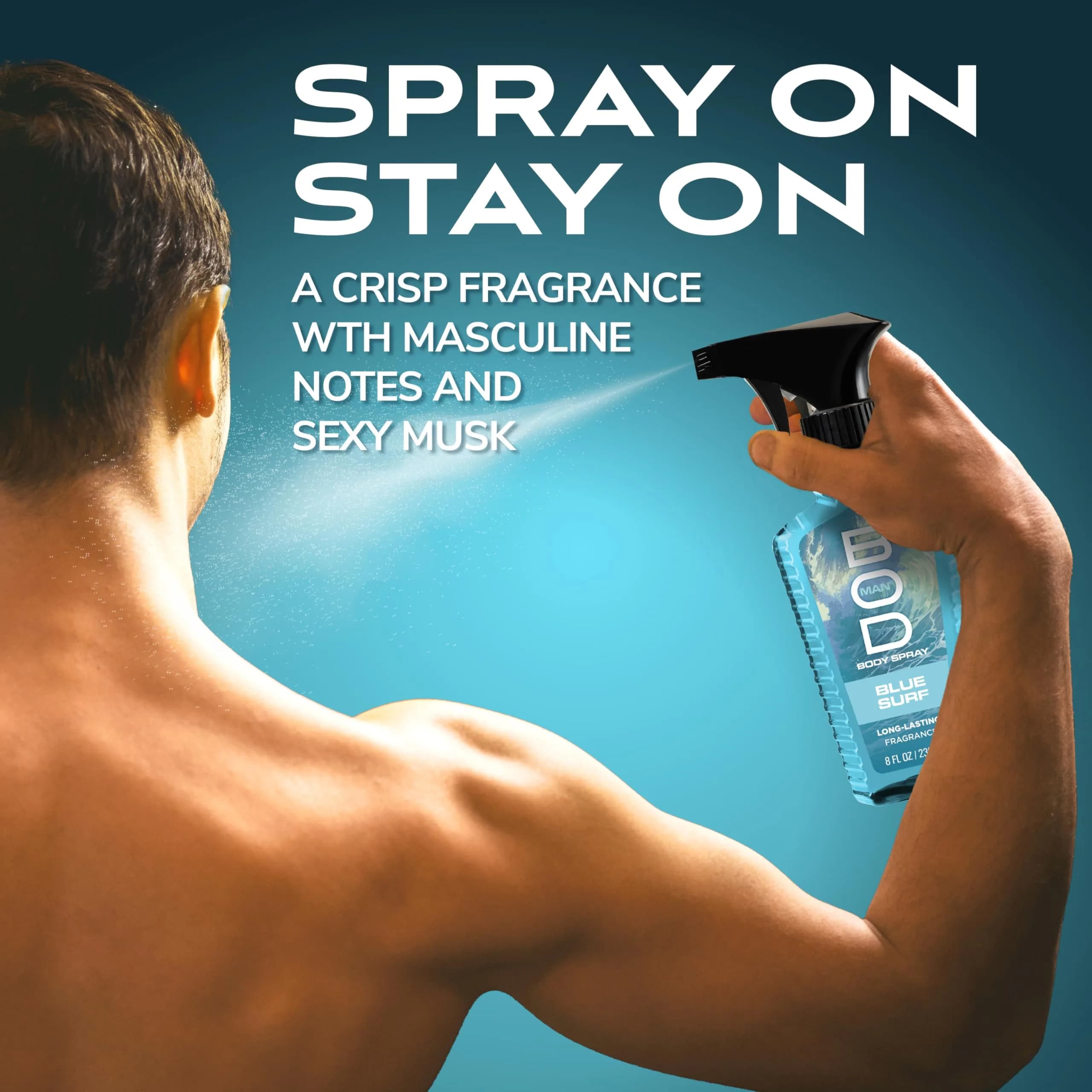 BOD man Blue Surf Fragrance Body Spray 237ml (8 fl oz) | Fresh Scent That Lasts - view 6