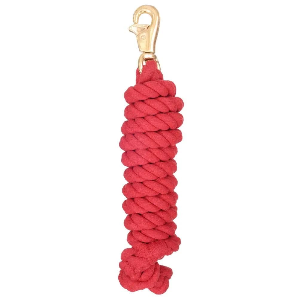Tough 1 Red Braided Cotton Lead with Triggerbull Snap 2.59 m (8 1/2') | Soft Cotton Rope for Stable Comfort
