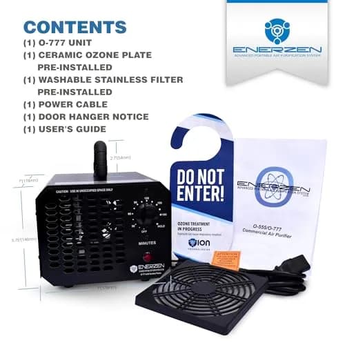 Enerzen Ozone Generator 60,000mg Industrial O3 Air Purifier Deodorizer (60,000mg - Black) | Odor Removal in Unoccupied Spaces thumbnail 2