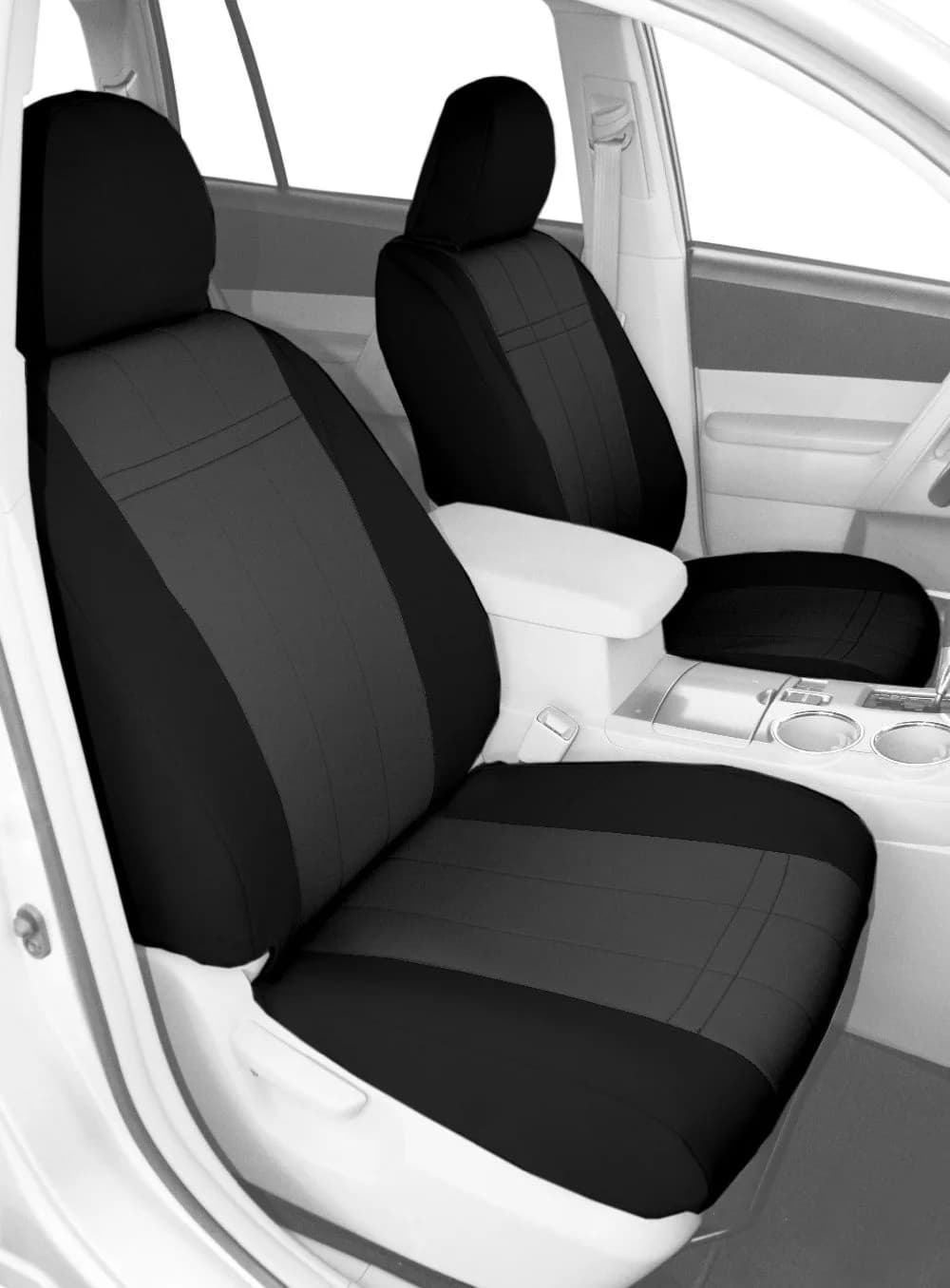 CalTrend Front Buckets Seats, Neoprene Seat Covers for 2011-2021 Nissan Frontier|Nissan Xterra Charcoal Charcoal Insert with Black Trim | Custom Fit