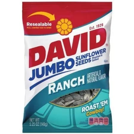 David Seeds Jumbo Sunflower Ranch Flavor 5.25-Ounce Bag (Pack of 12) | Zesty Ranch Flavor Seeds thumbnail 2