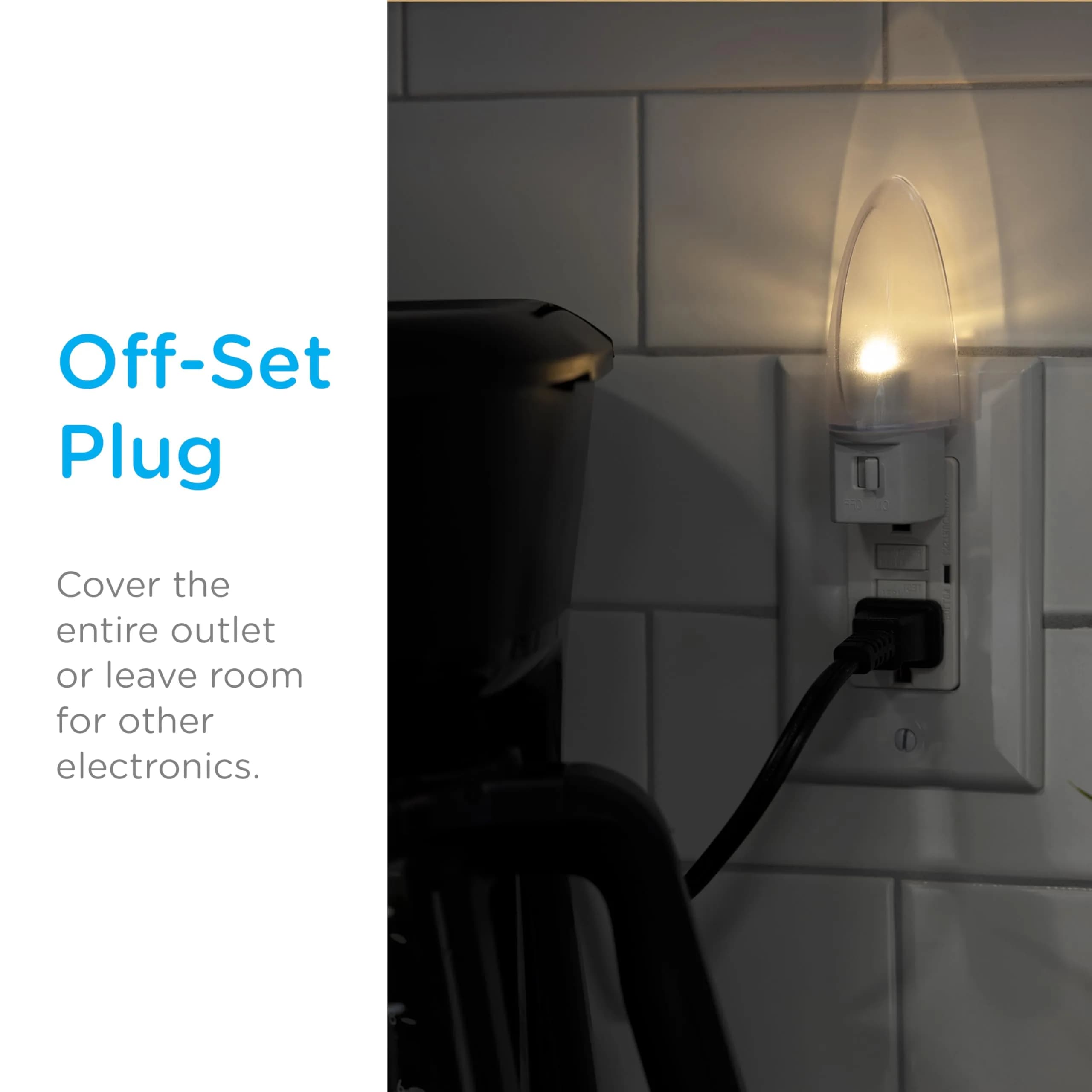 Lights By Night Plug-in LED Night Light with Manual On/Off Switch, Clear Shade (1 Pack, Warm White) - view 5