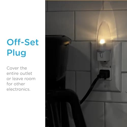 Lights By Night Plug-in LED Night Light with Manual On/Off Switch, Clear Shade (1 Pack, Warm White) thumbnail 5