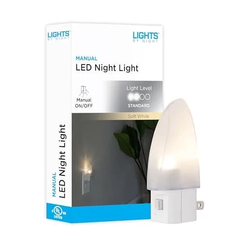 Lights By Night Plug-in LED Night Light with Manual On/Off Switch, Clear Shade (1 Pack, Warm White) thumbnail 1