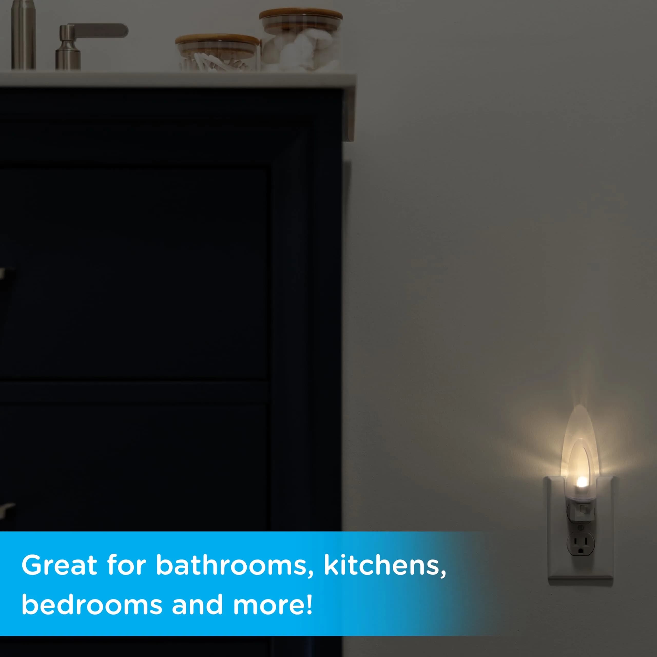 Lights By Night Plug-in LED Night Light with Manual On/Off Switch, Clear Shade (1 Pack, Warm White) - view 4