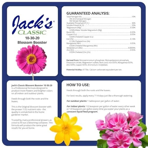 Jack's Classic 10-30-20 Blossom Booster Water-Soluble Fertilizer 1.5lb | Promotes Bright Flowers & Healthy Growth thumbnail 2
