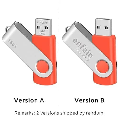 Enfain 16GB USB 2.0 Flash Drive 10-Pack Red | Swivel Cap, 160GB Total Storage | 3.2 cm (1.25 in) x 1.9 cm (0.75 in) thumbnail 5