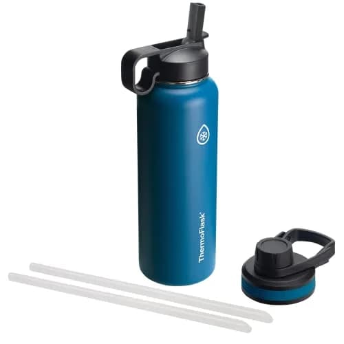 ThermoFlask 40 oz (1180 ml) Double Wall Vacuum Insulated Stainless Steel Water Bottle with Chug & Straw Lids | Keeps Drinks Cold 24 hr, Hot 12 hr thumbnail 1