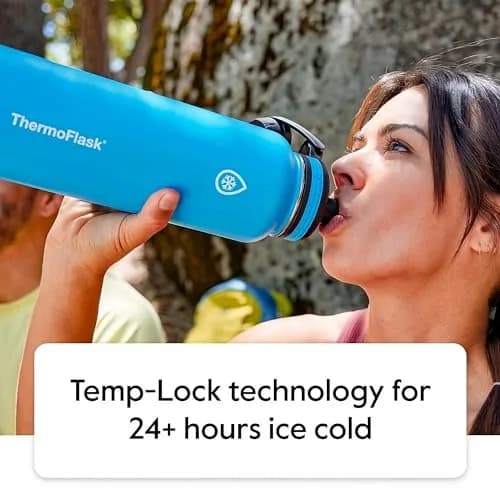 ThermoFlask 40 oz (1180 ml) Double Wall Vacuum Insulated Stainless Steel Water Bottle with Chug & Straw Lids | Keeps Drinks Cold 24 hr, Hot 12 hr thumbnail 2