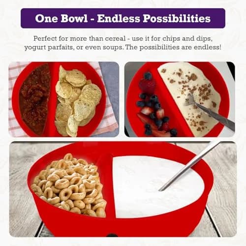 Just Solutions Crunch Anti-Soggy Cereal Bowl 7 in x 2.5 in | Keeps Cereal Fresh & Crunchy, Microwave & Dishwasher Safe thumbnail 6