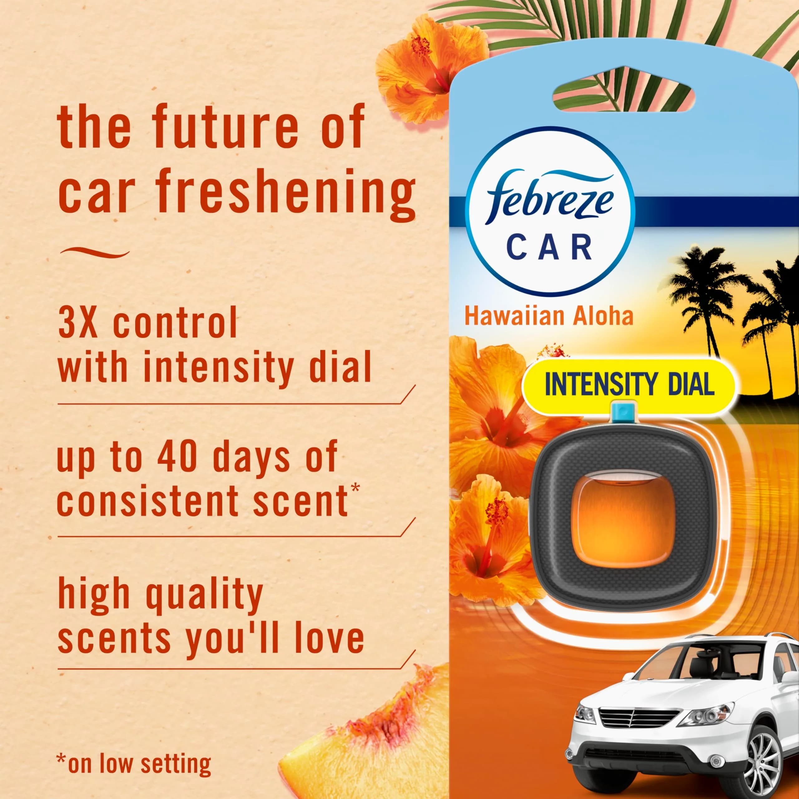 Febreze Car Vent Clip Air Freshener Hawaiian Aloha, 0.06 oz (1.8 ml) | Fights Car Odors for 30 Days - view 2