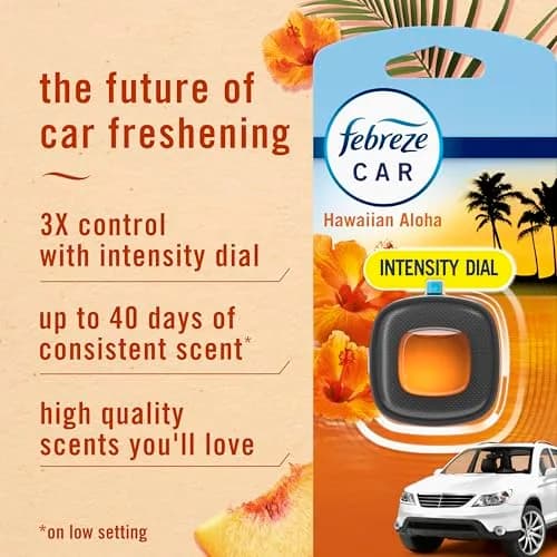Febreze Car Vent Clip Air Freshener Hawaiian Aloha, 0.06 oz (1.8 ml) | Fights Car Odors for 30 Days thumbnail 2