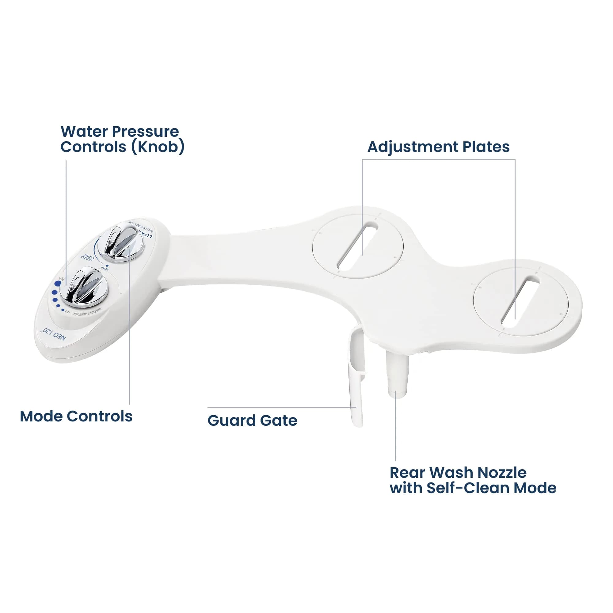 LUXE Bidet NEO 120 Attachment White | Non-Electric Single Nozzle Bidet for Two-Piece Toilets - view 8