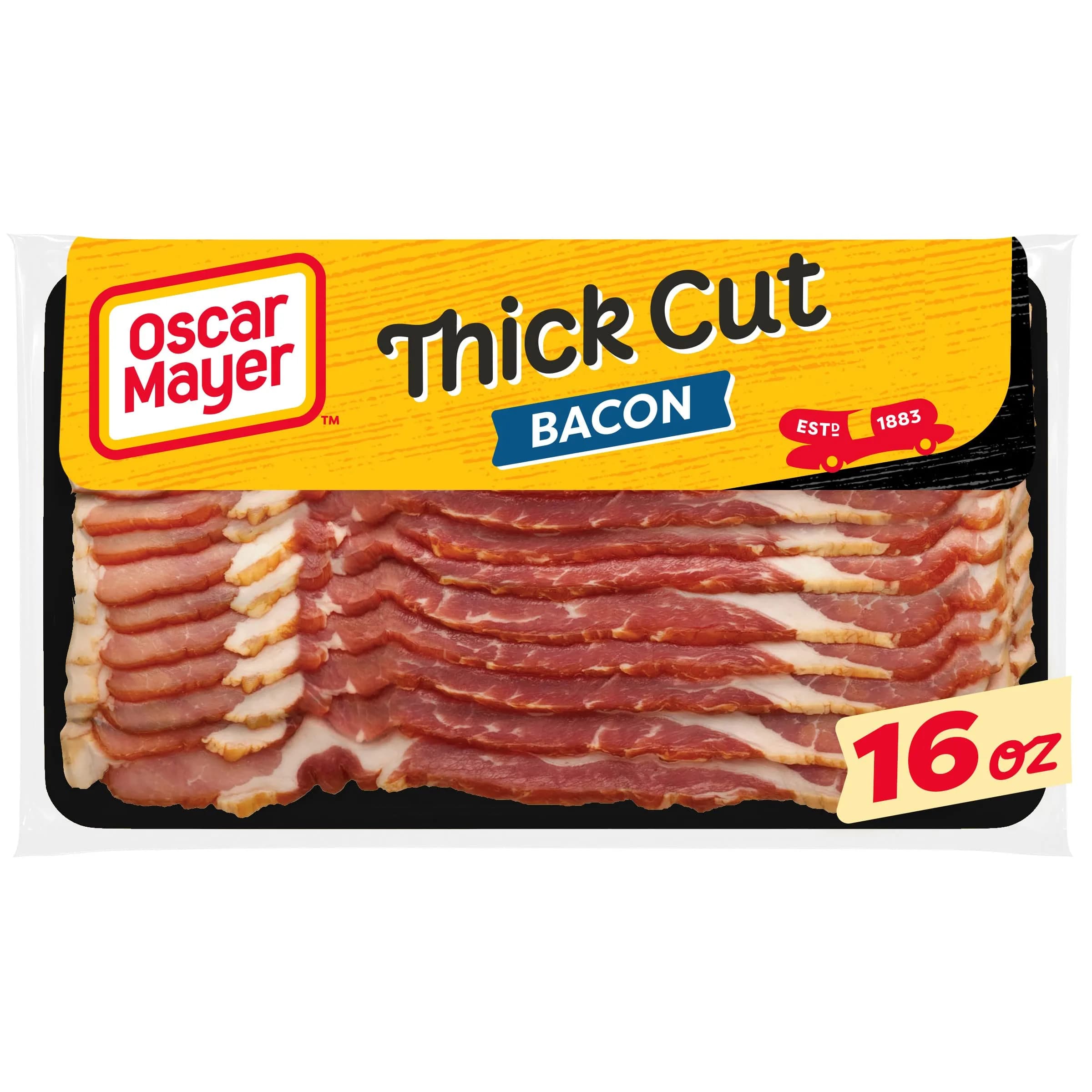 Oscar Mayer Naturally Hardwood Smoked Thick Cut Bacon 16 oz | Hearty, Slow Smoked Pork Slices - main product image