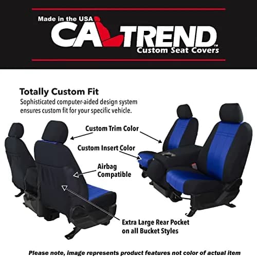 CalTrend Front Buckets Seats NeoSupreme Seat Covers for 2004-2006 Toyota Camry Black Insert and Trim | Custom Fit, UV & Water Protected thumbnail 3