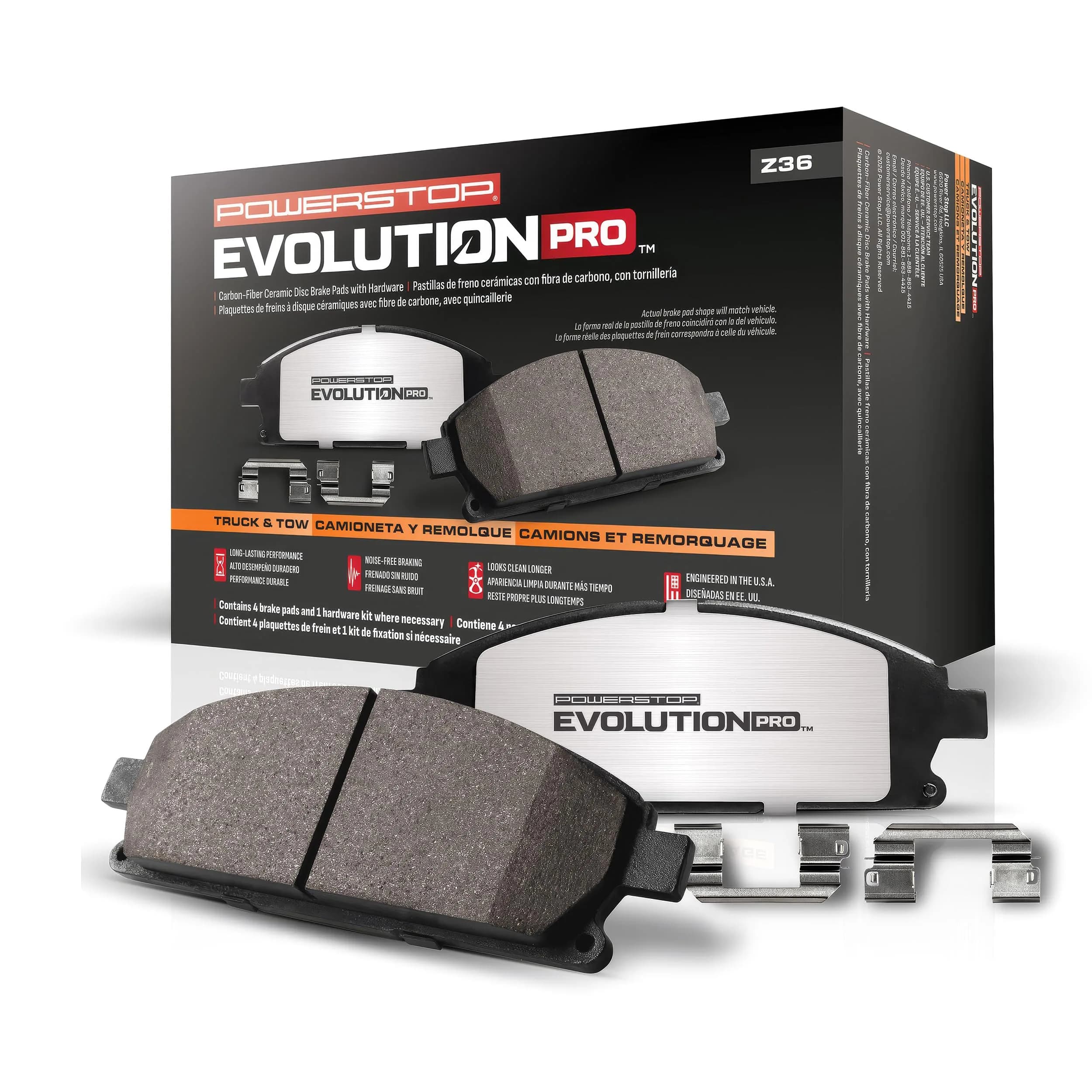 PowerStop Evolution Truck & Tow Z36 Brake Pad Set Rear Z36-1602 | Heavy-Duty Stopping Power