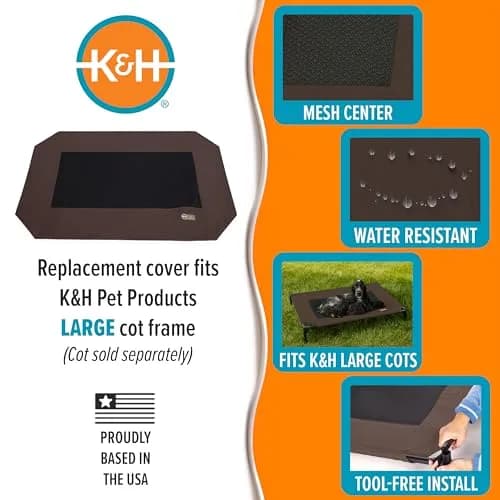 K&H Pet Products Large Outdoor Elevated Dog Bed Pet Cot Replacement Cover 42x30in | Breathable Mesh Cooling thumbnail 4