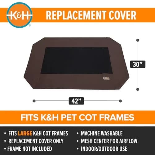 K&H Pet Products Large Outdoor Elevated Dog Bed Pet Cot Replacement Cover 42x30in | Breathable Mesh Cooling thumbnail 2