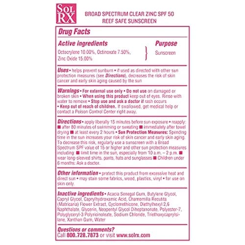 SolRX MINERAL+ SPF 50 Zinc Oxide Sunscreen 3.4 Ounce | Reef Safe, Water & Sweat Resistant, Broad Spectrum thumbnail 8