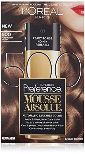 L'Oreal Paris Superior Preference Mousse Absolue 500 Pure Medium Brown | Reusable, multi-use hair color with UV care thumbnail 1