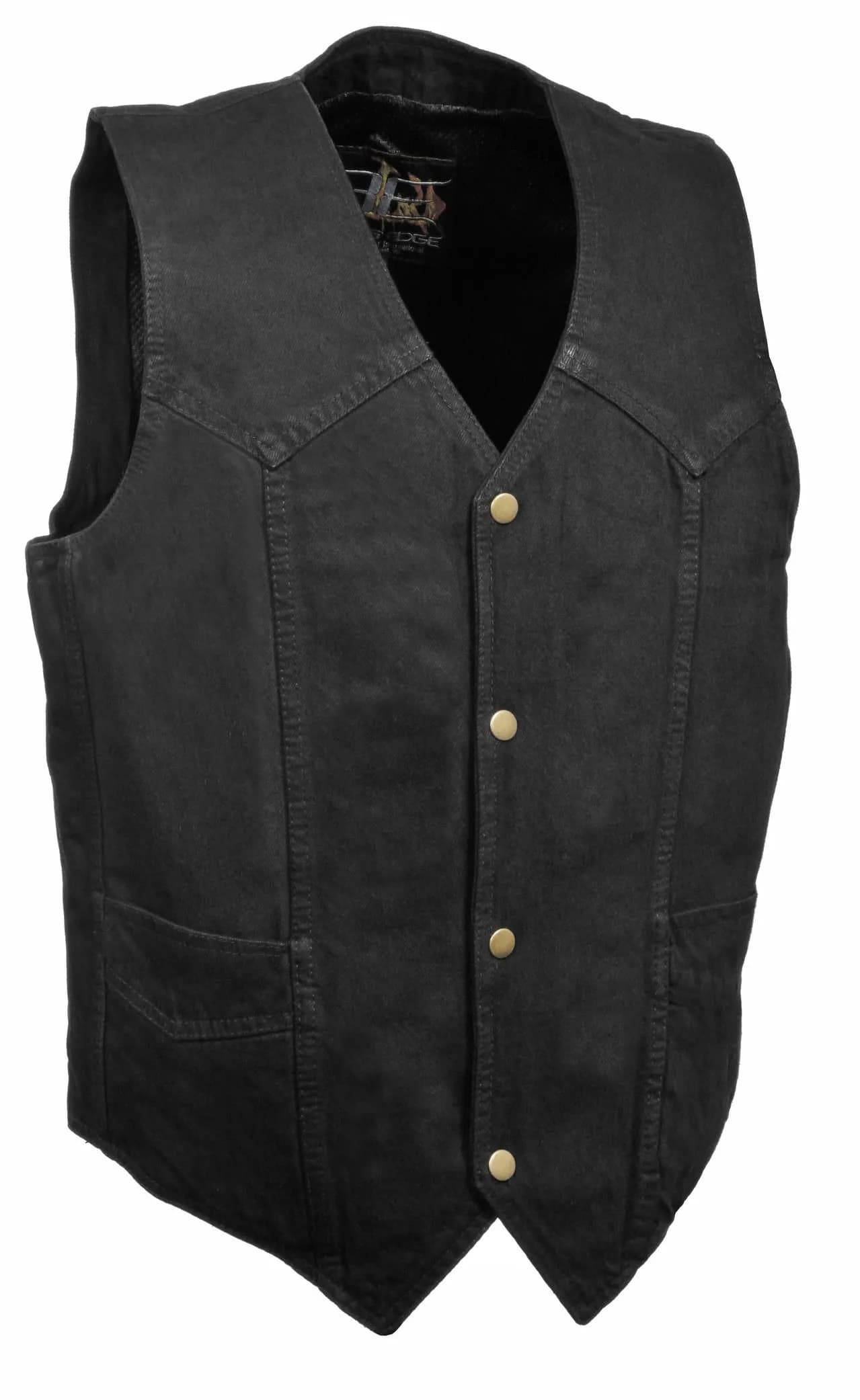 The Bikers Zone Men's 100% Cotton Denim Vest 4X (52) Black | Classic Basic Denim Vest for Men — Black