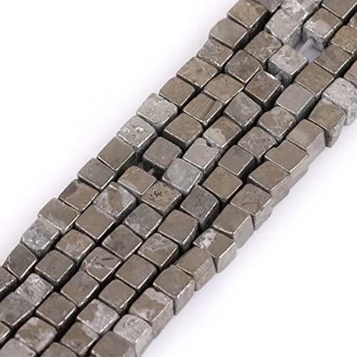 GEM-INSIDE CREATE YOUR OWN FASHION Pyrite Cube 4mm Beads | Natural Semi Precious Jewelry Stones thumbnail 1