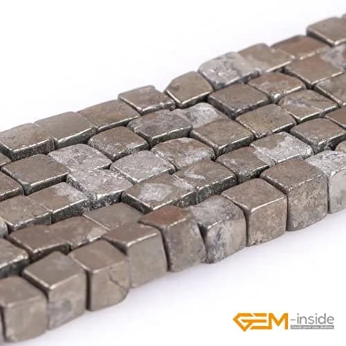 GEM-INSIDE CREATE YOUR OWN FASHION Pyrite Cube 4mm Beads | Natural Semi Precious Jewelry Stones thumbnail 3