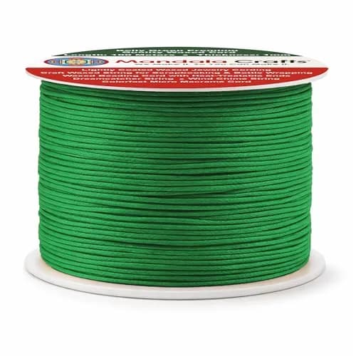Mandala Crafts 1mm Kelly Green Cotton Waxed Cord 327 ft (109 Yards) | Fade-Resistant & Bleed-Free for Jewelry Making thumbnail 2
