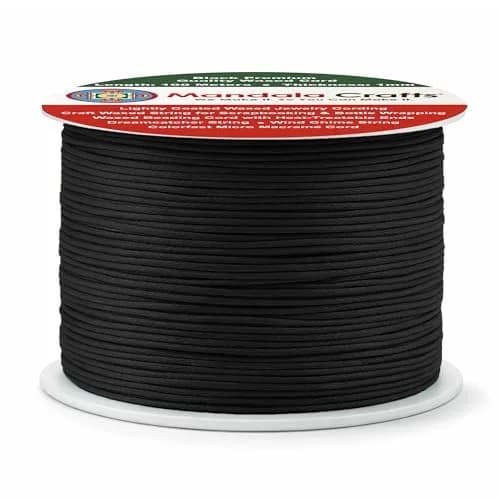 Mandala Crafts 1mm Black Cotton Waxed Cord 327ft (109 Yards) | Fade-Resistant, Non-Irritating Jewelry String thumbnail 6