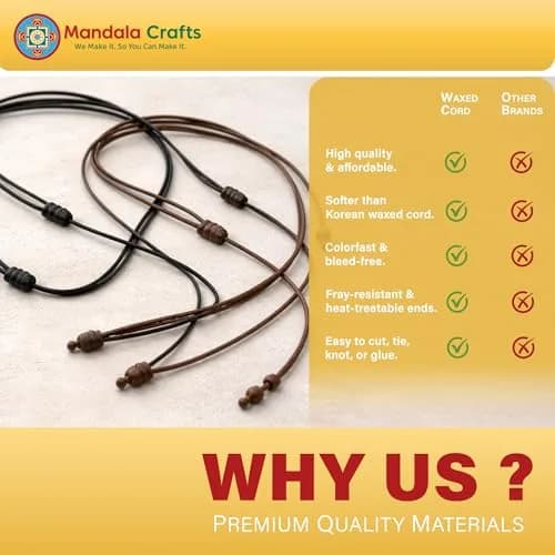 Mandala Crafts 1mm Black Cotton Waxed Cord 327ft (109 Yards) | Fade-Resistant, Non-Irritating Jewelry String thumbnail 2