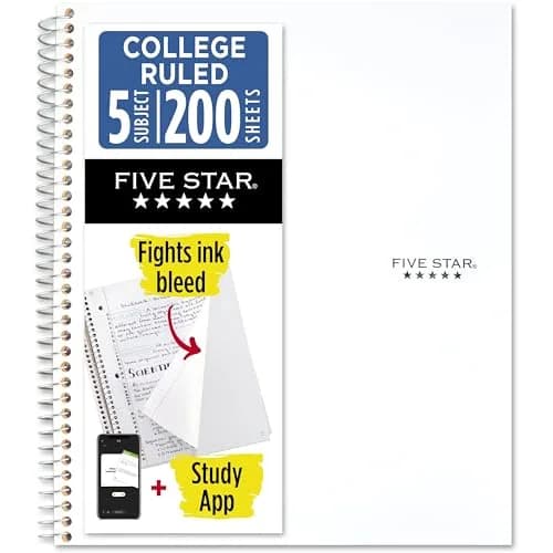 Five Star Spiral Notebook 8-1/2" x 11" 200 Sheets White | College Ruled Paper with Water Resistant Cover thumbnail 1