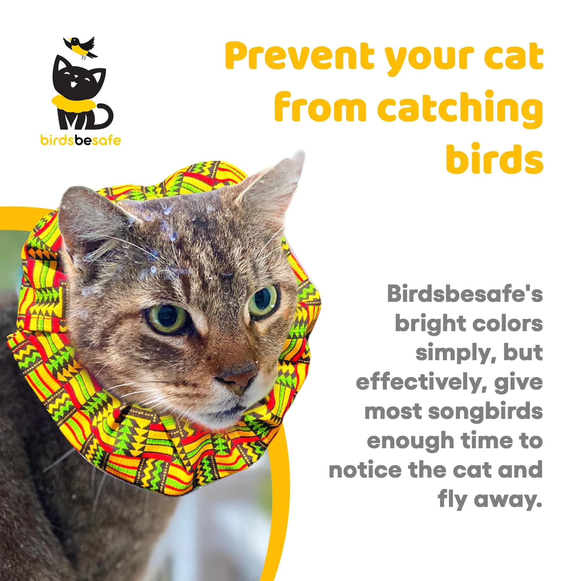 Birdsbesafe Cat Collar Cover & Breakaway Collar Set (3 Covers + 1 Collar) | Helps Birds See Cats - view 2