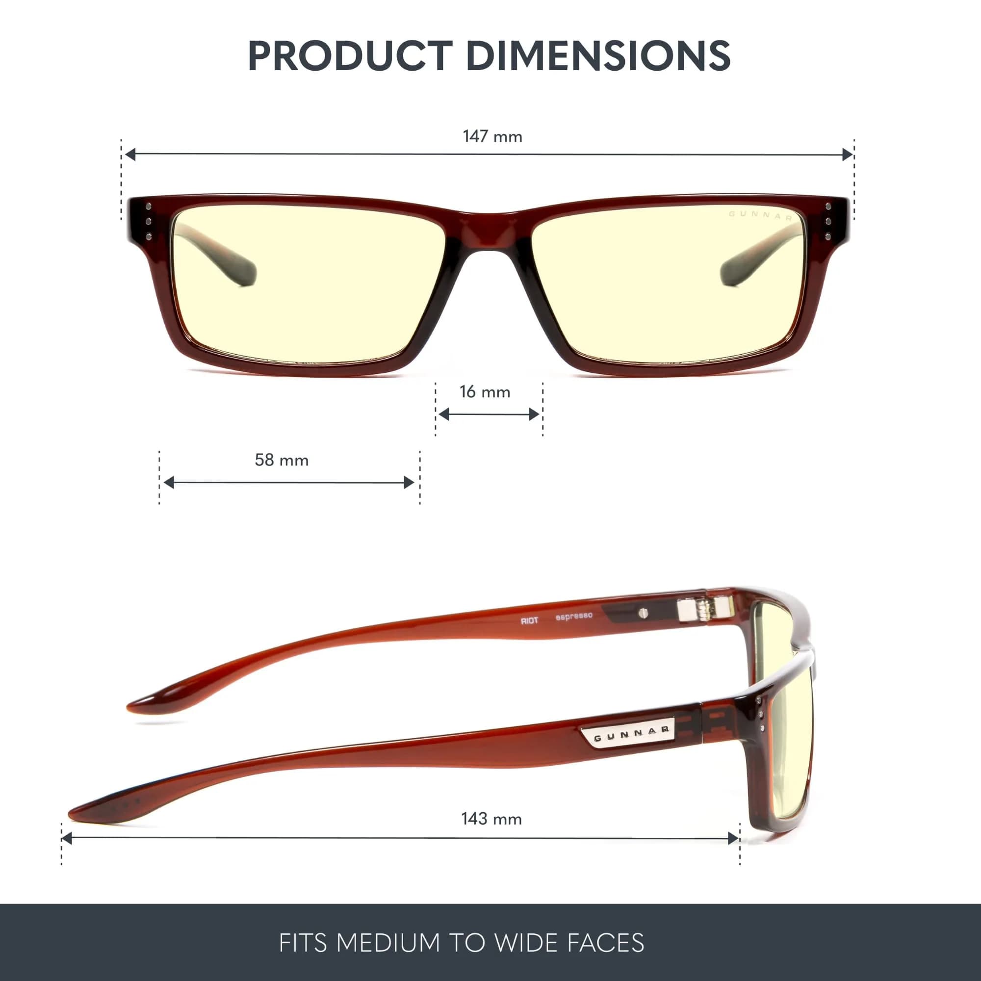Gunnar Riot Espresso Amber Tint Blue Light Blocking Computer Glasses | Blocks 65% Blue Light - view 2